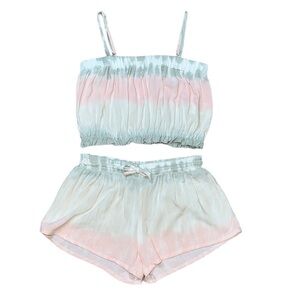 NWOT Vintage Havana Elastic Crop Top Medium Smock Shorts Large Spring Meadow